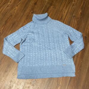 Michael Kors Blue Cable Knit Turtleneck Sweater SIZE M Warm Fall Winter